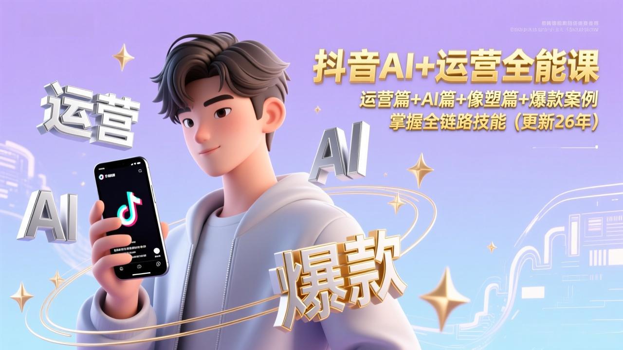 抖音AI+运营全能课，运营篇+AI篇+像塑篇+爆款案例，掌握全链路技能(更新26年-繁星源码网