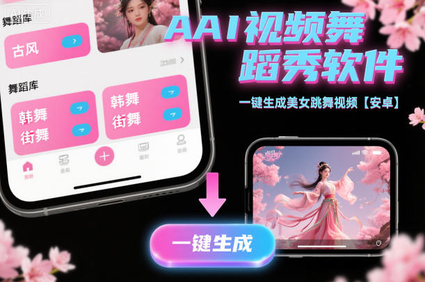 AI视频舞蹈秀软件，一键生成美女跳舞视频【安卓】-文梦源码网