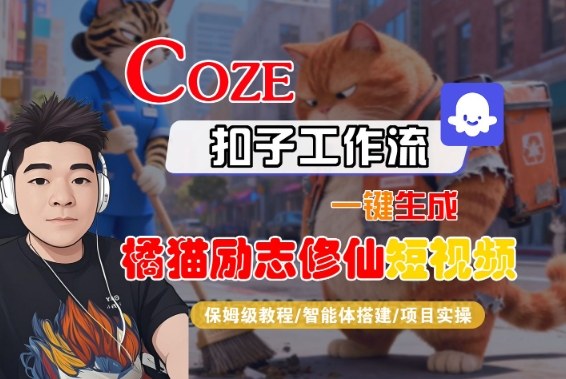 Coze扣子智能体工作流一键生成“橘猫励志修仙“短视频，全流程保姆级教学-繁星源码网