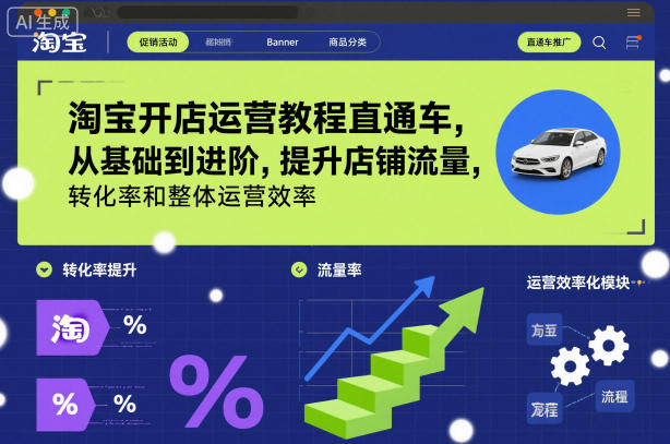 淘宝开店运营教程直通车，从基础到进阶，提升店铺流量，转化率和整体运营效率（更新11月）-繁星源码网
