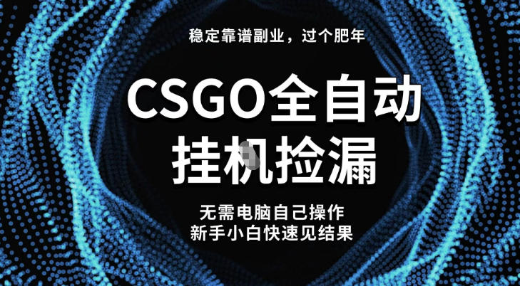 【稳定副业】全球最热门游戏CSGO全自动捡漏,最新玩法,新手小白日入5张+【揭秘】-文梦源码网