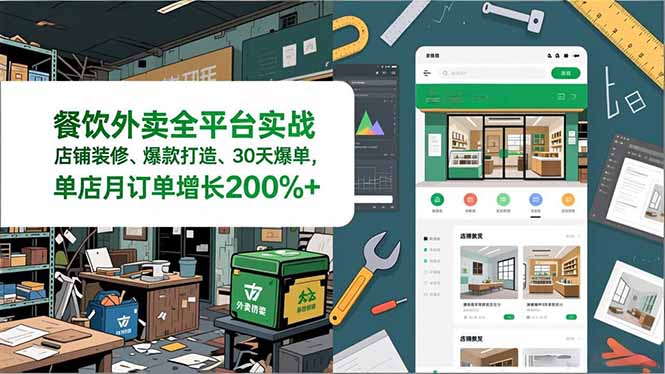 餐饮外卖全平台实战，店铺装修、爆款打造、30天爆单，手把手教学，单店月订单增长200%+-繁星源码网