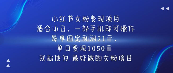 小红书女粉变现项目，单日变现1k+，最好做的女粉项目-繁星源码网