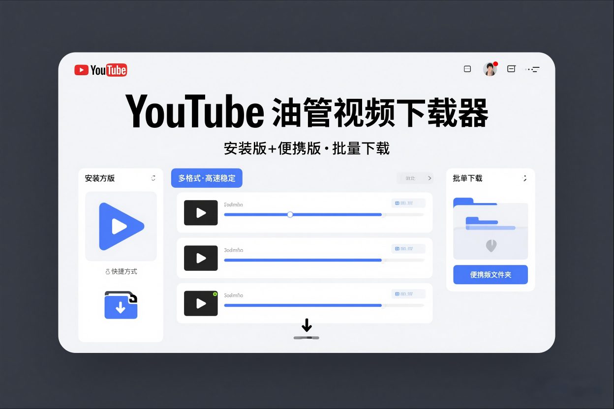 YouTube油管视频下载器安装版+便携版，可以批量下载多个视频-繁星源码网