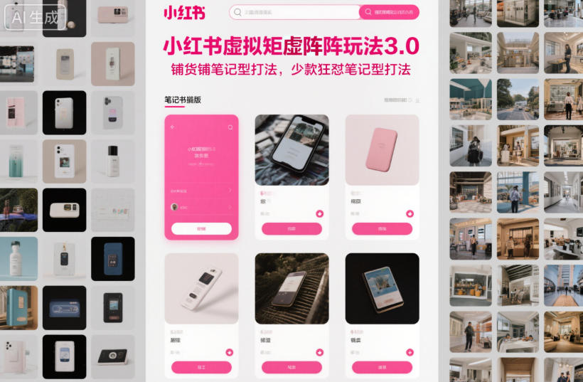 小红书虚拟矩阵玩法3.0，铺货铺笔记型打法，少款狂怼笔记型打法-文梦源码网