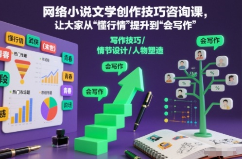 网络小说文学创作技巧咨询课，让大家从“懂行情”提升到”会写作”的高度-繁星源码网