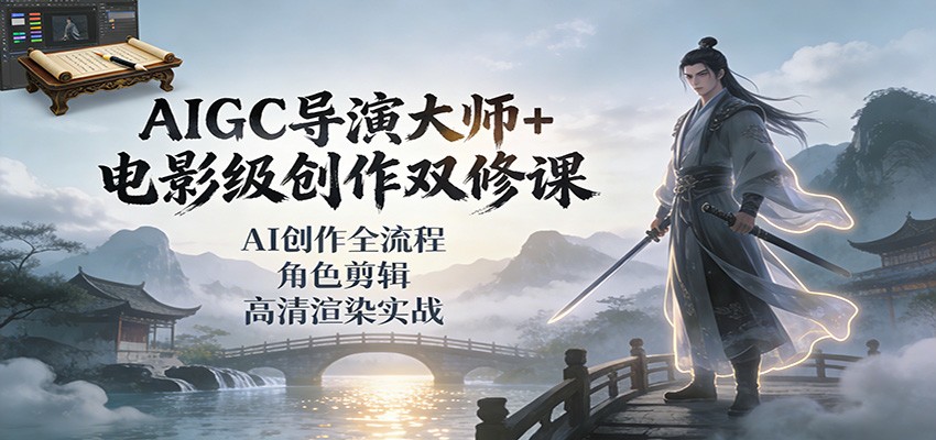 AIGC导演大师+电影级创作双修课：AI创作全流程、角色剪辑、高清渲染实战-繁星源码网