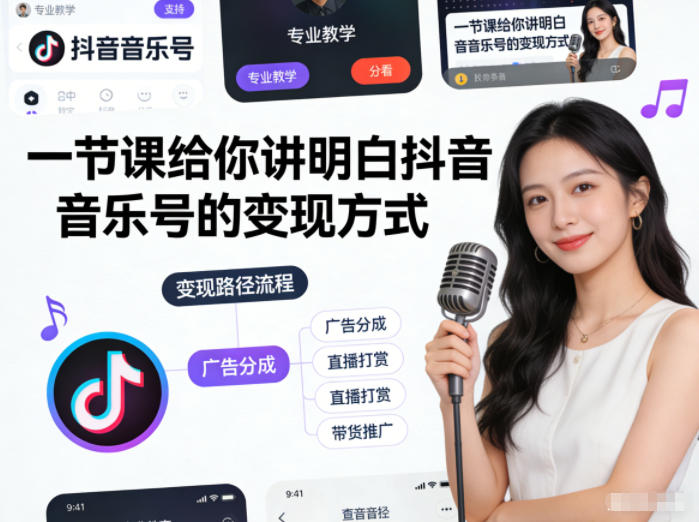 一节课给你讲明白抖音音乐号的变现方式-繁星源码网
