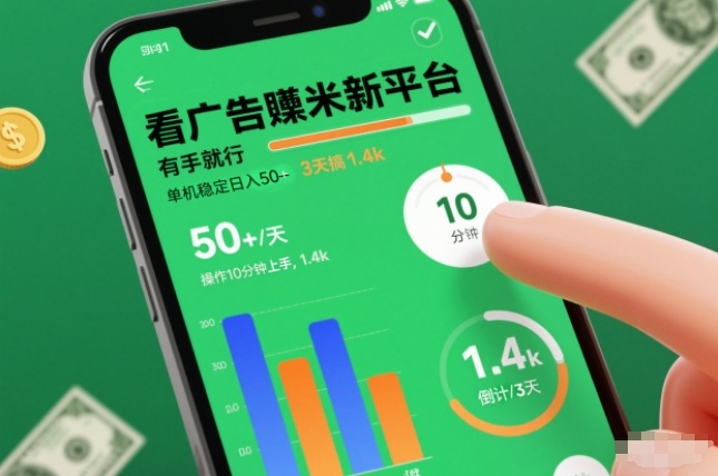 看广告賺米新平台，有手就行，单机稳定日入50+，操作10分钟上手，3天搞了1.4k【揭秘】-繁星源码网