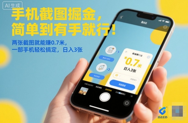 手机截图掘金，简单到有手就行！两张截图就能賺0.7米，一部手机轻松搞定，日入3张【揭秘】-文梦源码网