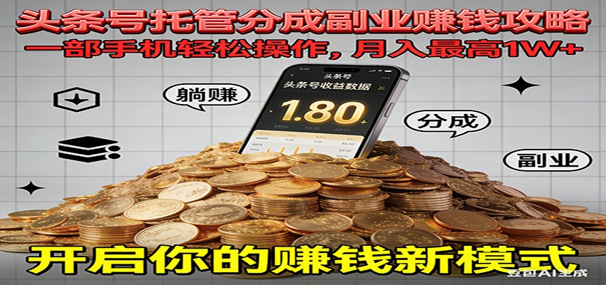 全程托管今日头条，一部手机就可以开干，最高躺赚1W+-繁星源码网