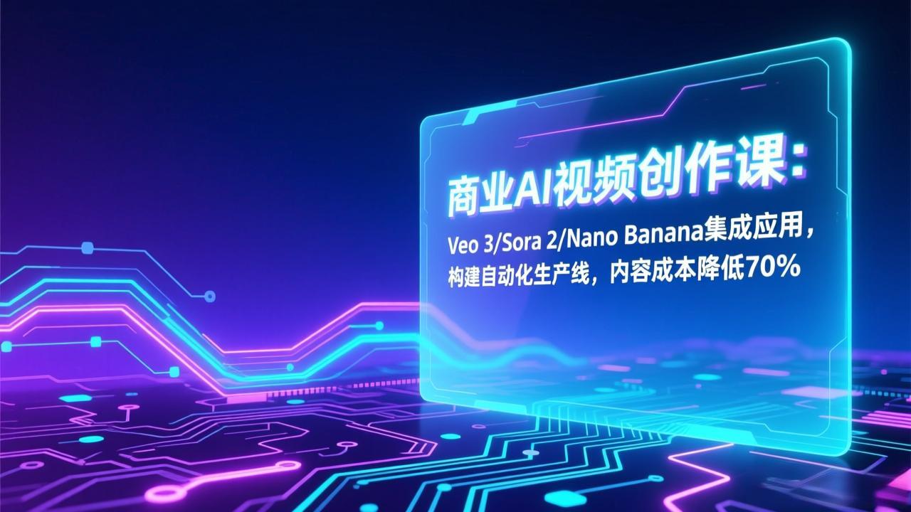 商业AI视频创作课：Veo 3/Sora 2/Nano Banana集成应用，构建自动化生产线，内容成本降低70%-繁星源码网