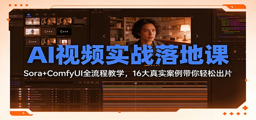 AI视频实战落地课：Sora+ComfyUI全流程教学，16大真实案例带你轻松出片-繁星源码网
