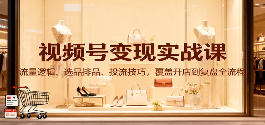 视频号变现实战课：流量逻辑、选品排品、投流技巧，覆盖开店到复盘全流程-文梦源码网