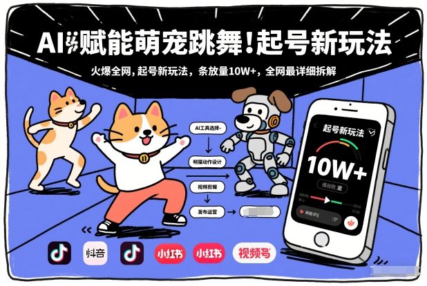 AI赋能萌宠跳舞，火爆全网，起号新玩法，条条播放量10W+，全网最详细拆解-繁星源码网