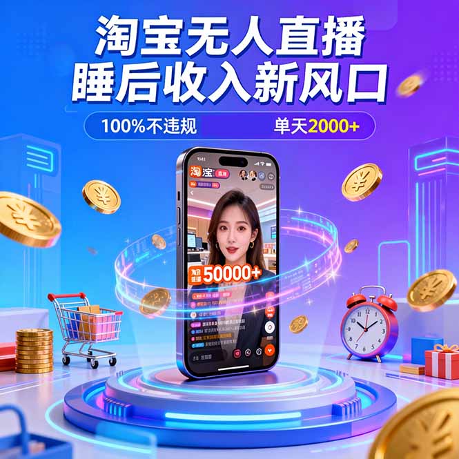 淘宝无人直播，不违规不封号，直播100小时卖了5万，年底旺季！-繁星源码网