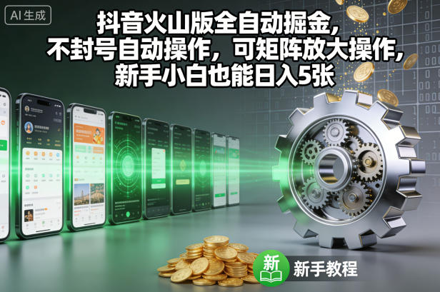 抖音火山版全自动掘金，不封号自动操作，可矩阵放大操作，新手小白也能日入5张【揭秘】-繁星源码网