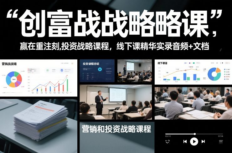 创富战略课，赢在重注时刻，营销和投资战略课程，线下课精华实录音频+文档-繁星源码网