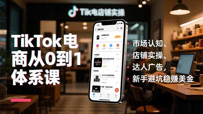 TikTok电商从0到1体系课，市场认知、店铺实操、达人广告，新手避坑稳赚美金-繁星源码网