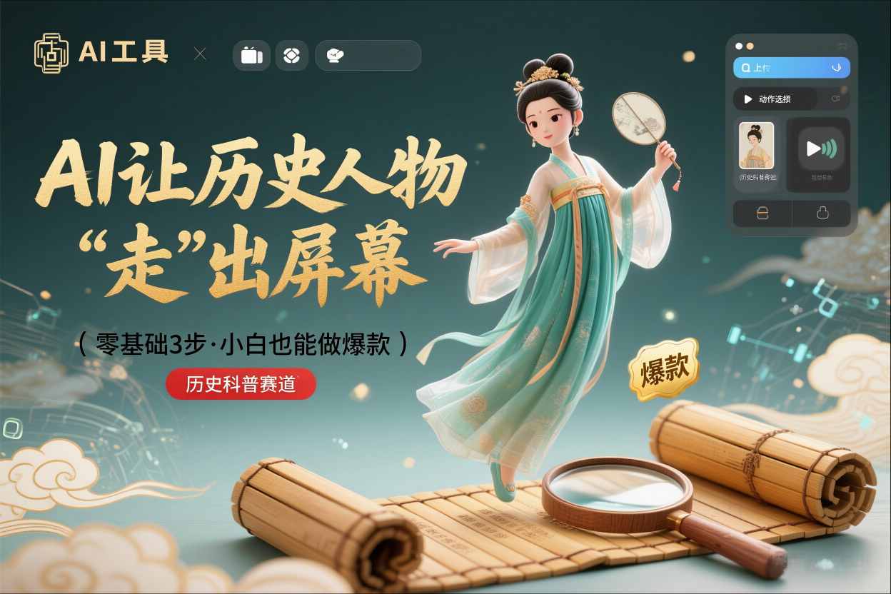 零基础3步搞定：让历史人物“走”出屏幕的AI教程，小白也能做出爆款(历史科普赛道)-繁星源码网