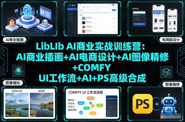 LibLIb AI商业实战训练营：AI商业插画+AI电商设计+AI图像精修+COMFY UI工作流+AI+PS高级合成-繁星源码网