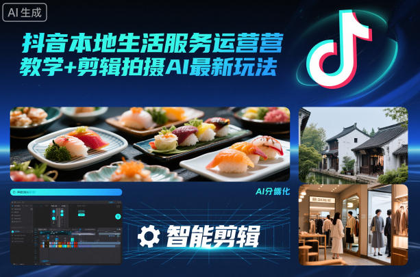 抖音本地生活服务运营教学+剪辑拍摄AI最新玩法-繁星源码网