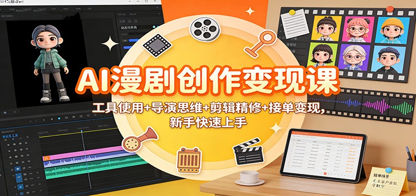 AI漫剧创作变现课：工具使用+导演思维+剪辑精修+接单变现，新手快速上手-繁星源码网