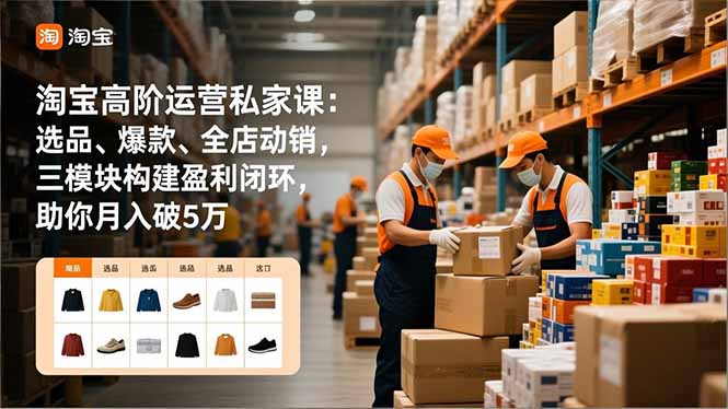 淘宝高阶运营私家课：选品、爆款、全店动销，三模块构建盈利闭环，助你月入破5万(更新12月-繁星源码网