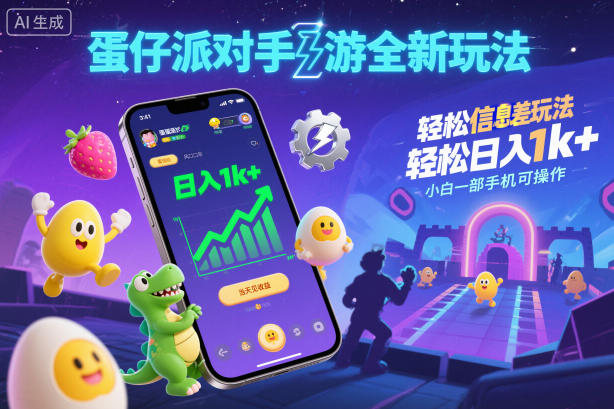 蛋仔派对手游全新玩法，轻松日入1k+，风口信息差玩法，当天见收益，小白一部手机可操作-繁星源码网