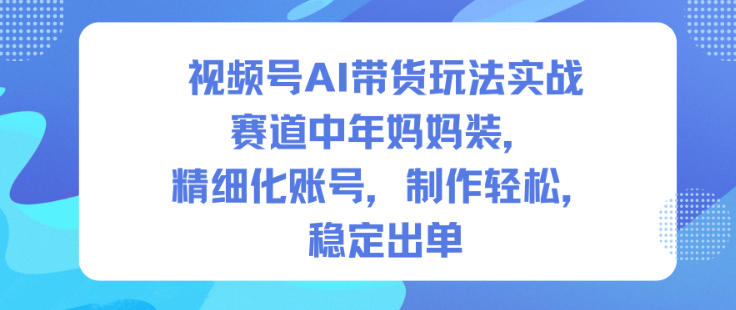 视频号AI带货玩法实战，赛道中年妈妈装，精细化账号，制作轻松，稳定出单-文梦源码网