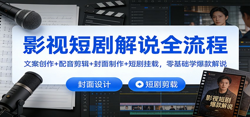 影视短剧解说全流程：文案创作+配音剪辑+封面制作+短剧挂载，零基础学爆款解说-繁星源码网
