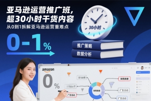 亚马逊运营推广班，超30小时干货内容，从0到1拆解亚马逊运营重难点-繁星源码网