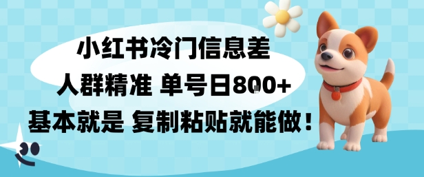 小红书冷门信息差项目，人群精准，单号日入多张，基本就是复制粘贴就能做-繁星源码网