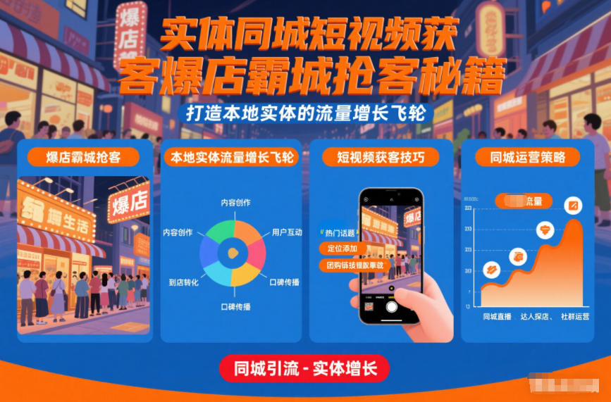 实体同城短视频获客爆店霸城抢客秘籍，打造本地实体的流量增长飞轮-繁星源码网