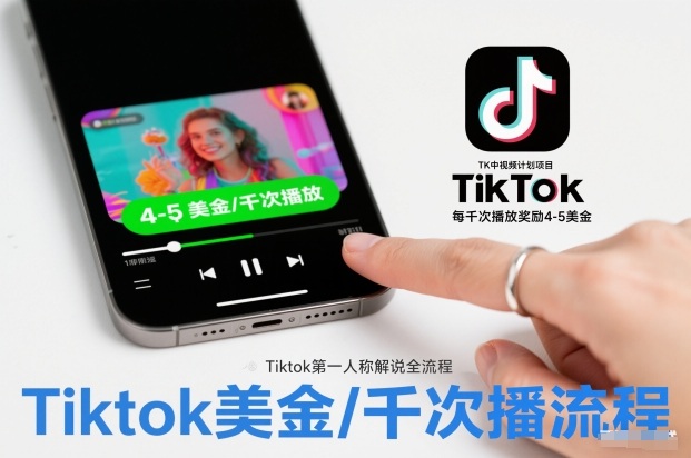 TK中视频计划项目，Tiktok第一人称解说流程，每干次播放奖励4-5美金-繁星源码网