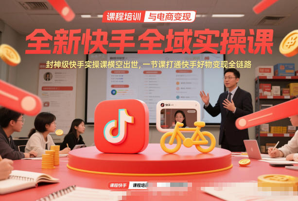 全新快手全域实操课，封神级快手实操课横空出世，一节课打通快手好物变现全链路-繁星源码网