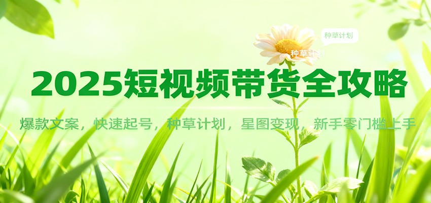 2025短视频带货全攻略：爆款文案，快速起号，种草计划，星图变现，新手零门槛上手-繁星源码网
