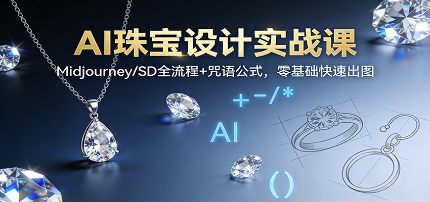 AI珠宝设计实战课：Midjourney/SD全流程+咒语公式，零基础快速出图-繁星源码网