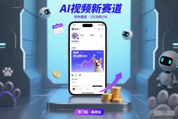 AI视频新赛道，宠物播客仅注册5天涨粉2W，收益非常可观-繁星源码网