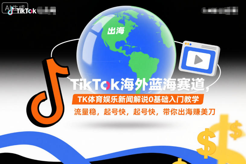 TikTok海外蓝海赛道，TK体育娱乐新闻解说0基础入门教学，流量稳，起号快，带你出海賺美刀-繁星源码网