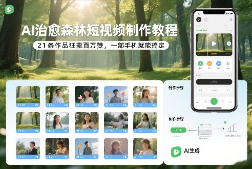 AI治愈森林短视频制作教程，21条作品狂揽百万赞，一部手机就能搞定-繁星源码网